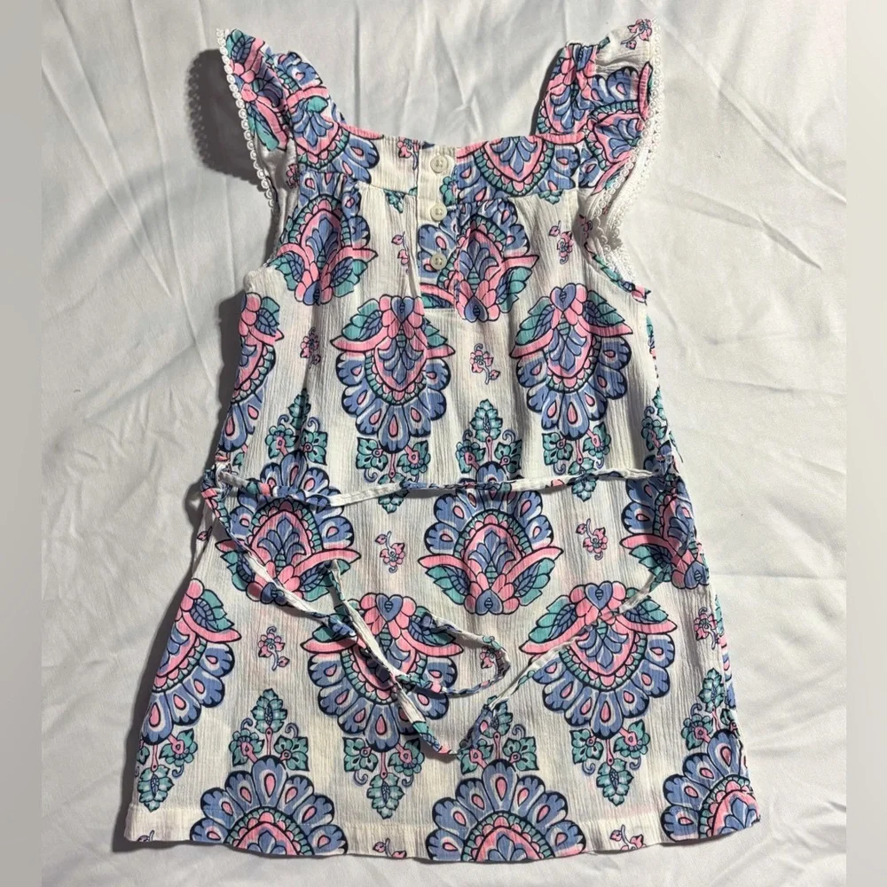 Carters Kids Girls Size 6 Paisley Tunic Tie Waist Tee Short Sleeve Shirt Top